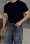 Men's Slim Fit Slim Fit 100% Cotton Basic Knitted Black T-Shirt - 7