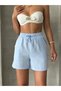 Muslin Beachwear Shorts with Elastic Waist and Waist Tie Detail - 4