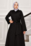Mobile Belted Shirt Collar Dress Black - 2