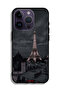 جراب حماية لجهاز Apple iPhone 14 Pro بتصميم برج إيفل في الليل - 2
