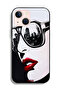 جراب حماية لجهاز Apple iPhone 13 mini بتصميم وجه فتاة وفن تجريدي - 2