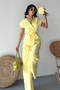Women's Double Bottom Top Suit Lace-Up Loose Cut Flowy Summer Short Sleeve Kimono Jacket Palazzo Pants - 3