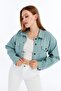 Women's Bomber Gabardine Jacket Snap Button College Denim Jacket with Pockets Colorful Easy to Match Jacket - 5