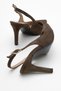 Khaki Suede Heeled Women's Shoes - 4
