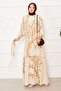 Linen Patterned Belted Dress Milk Coffee - 3