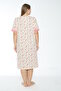 Women's Plus Size Patterned 100% Cotton Short Sleeve Nightgown / Cream - Pink - - B 518 - 7
