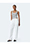 Cotton Comfortable Fit Waist Lace-Up Muslin Trousers with Pockets - 2