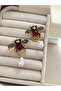 Pearl Detail Bee Earrings - 3