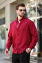 Burgundy Blue Long Sleeve Oversize Men's Shirt 6735