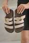 Mari Women's Beige Suede Buckle Detailed Casual Slippers - 3