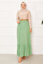 Elastic Waist Button Detailed Hijab Skirt Pistachio Green - 3
