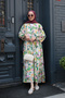 Women's Palm Patterned Dress Green - 4