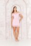 Women's Off the Shoulder Draped Pink Tulle Mini Dress Dm1048