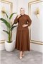 Women's Zipper Detailed Brown Strawberry Fabric Suit