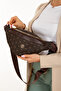 Women's Patterned Cross Shoulder Strap Waist and Shoulder Bag - Brown - 4