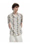 Short Sleeve Shirt Collar Cotton Patterned Shirt - 2