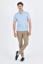 Blue Short Sleeve Plain Suprem Polo Collar Pocketless Cotton Casual Slim Fit T-Shirt 1011250164 - 2