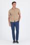 Men's Dark Beige Italian Buttoned Collar Short Sleeve Slim Fit Shirt 1004250255 - 2