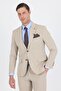 Men's Beige Mono Collar 6 Drop Slim Fit Elastic Waist Suit 1001250121 - 3