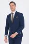 Men's Navy Blue Mono Collar 6 Drop Slim Fit Elastic Waist Suit 1001250121 - 3