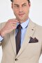 Men's Beige Mono Collar 6 Drop Slim Fit Elastic Waist Suit 1001250121 - 4