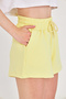Women's Yellow Modal Fabric Summer Shorts with Pockets, Elastic Waist, Laced Flexible Lycra Daily Comfortable Model - 2