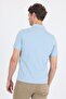 Blue Short Sleeve Plain Suprem Polo Collar Pocketless Cotton Casual Slim Fit T-Shirt 1011250164 - 5