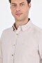 Beige Short Sleeve Smart Button Collar Pocketless Slim Fit Shirt 1004250224 - 4