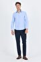 Men's Blue Hard Collar Cotton Slim Fit Shirt 1004250214 - 2