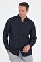Black Long Sleeve Plain Armure Oval Collar Casual Comfort Fit Shirt 1004250249 - 3