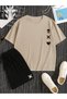 Love, Death Printed Cotton Unisex Beige T-Shirt-Black Shorts Set