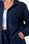 Single Pocket 100% Cotton Muslin Shirt Navy Blue - 7