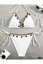 Triangular White Bikini Set with Sequin Details - 3