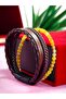 Steel Leather Bracelet with Natural Stone