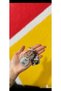 Letter B Metallic Gray with Silver and Black 777 520 Star Ring Vip Figured Epoxy Letter Keychain - 2