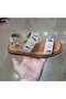 Women's Genuine Leather Orthopedic Soft Sole Bodrum Sandals with Metal Accessories