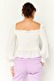 Women Square Neck Long Sleeve Textured Top, White - 4