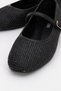 Black Straw Detailed Casual Women's Ballerinas - 3