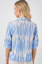 Women's Patterned Short Sleeve Crop Shirt 20337 - Blue - 6