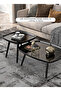 Modern Living Room Small Square Table Coffee Table Side Table, Black Marble Texture Square Table - 2