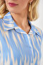 Women's Patterned Short Sleeve Crop Shirt 20337 - Blue - 5