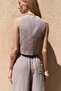Moibel Lace Detail Gray Crop Pants Set - 8