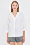 Women's White V-Neck Quarter Sleeve Blouse Arm-25Y001024 - 2