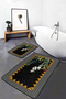 Geometric Floral 2-Piece Bathroom & Kitchen Doormat Set with Framed Motifs on Black Floor - 3