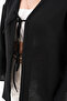 Women's Black Double Tie Linen Kimono - 4