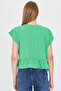 Women's Light Green Bat Sleeve Collar Tie-Up Skirt Ruffled Oversize Crop Blouse Arm-24Y001088 - 6