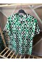 Men's Short Sleeve Slim Fit Slim Fit Peacock Collar Patterned Viscose Green - White Shirt