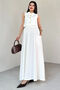 Women's White Gold Buttoned Wrap Lined Vest & High Waist Flared Skirt Two-Piece Set - 4006 - 7