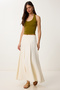 Summer Long Flared Muslin Skirt Cream Lns0070 - 2