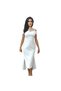 Rochie alba midi cu umerii goi
